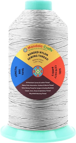 Miniatura 223 de Mandala Crafts - Hilo de nailon para coser cuero, tapicería, mezclilla y para trenzar el pelo; resistente, 1500 yardas, tamaño 69 T70 Marrón