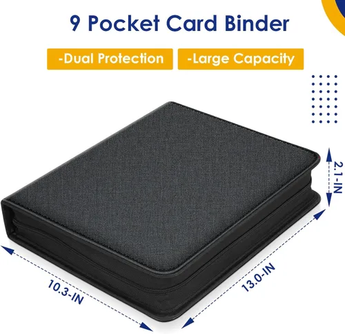 Miniatura 4 de Carpeta de 900 bolsillos para tarjetas, álbum de exhibición para tarjetas de intercambio, carpeta con cremallera y cubierta de PU para tarjetas