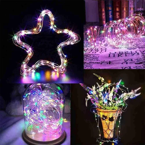 Miniatura 4 de Paquete de 2 luces de hadas que funcionan con energía solar, 39 pies, 100 luces LED de alambre plateado, impermeables, mini luciérnagas