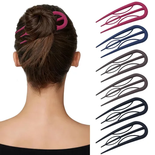Miniatura 9 de 6 horquillas francesas para mujer, tenedores grandes en forma de U con dientes internos, fuerte sujeción para cabello grueso y fino, rizos franceses