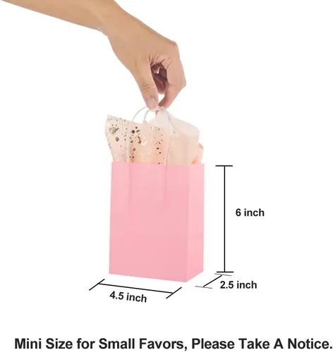 Miniatura 2 de Pequeña bolsa de papel coral con asa para recuerdos de fiesta, 6 x 4.5 x 2.5 pulgadas, para boda, cumpleaños, baby shower, para dar a conocer