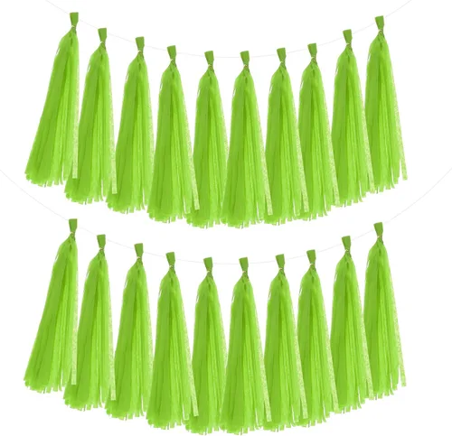 Miniatura 26 de MECCANIXITY 20 guirnaldas de papel de seda con borlas para decoración de fiestas, día de San Valentín, cumpleaños para mujeres con cuerda y alambre