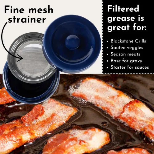 Miniatura 5 de Ahorrador de Grasa de Tocino con Colador - Contenedor de Grasa de Cerámica Recipiente de Almacenamiento de 1L Retiene Goteos de Grasa de Tocino