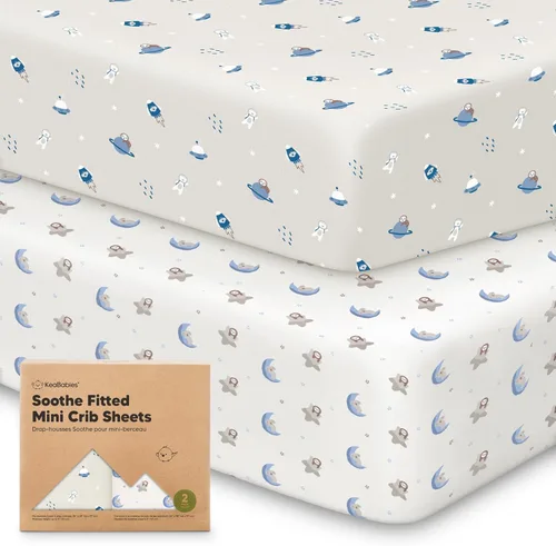 Miniatura 28 de 2 paquetes de sábanas ajustadas para mini cuna - 38x26 sábanas Pack N Play para colchón Pack and Play, algodón orgánico, ropa de cama transpirable