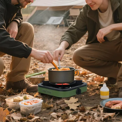 Miniatura 8 de Cothb X - Estufa portátil de propano para campamento, resistente al viento, con bolsa de transporte de 10.6 pulgadas y manguera de gas