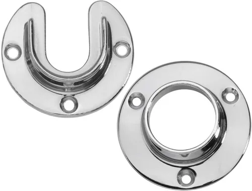 Soporte de extremo de barra de acero inoxidable resistente con tornillos (cromo plateado, 1 juego)