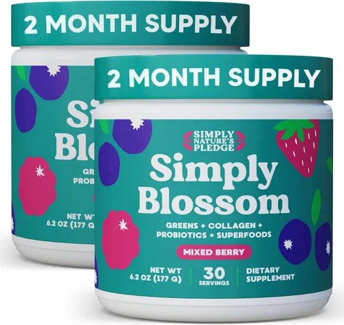 Miniatura 9 de Simply Blossom Nutrition Daily Greens & Superfood Powder + Colágeno + Probióticos para la salud digestiva de las mujeres y alivio de la hinchazón.
