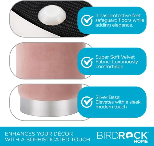 Miniatura 7 de BIRDROCK HOME Otomana Redonda Reposapiés – Diseño Moderno Suave Acolchado – Ideal para Sala de Estar, Dormitorio – Reposapiés Compacto, Silla