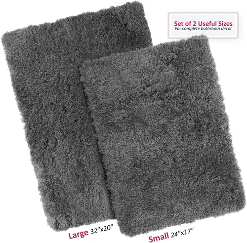 Miniatura 3 de Clara Clark Tapete de baño peludo con respaldo antideslizante de goma Tapete de baño súper suave Gris antracita
