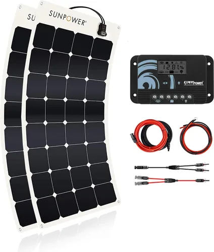 Miniatura 11 de ExpertPower Kit de energía solar de 100 W y 12 V Batería de litio LiFePO4 de 12 V 20 Ah Panel solar flexible de 100 W, controlador de carga