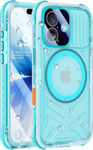 Miniatura 29 de Funda impermeable para iPhone 15 con Magsafe, protector de pantalla, cordón, IP68 militar de cuerpo completo a prueba de golpes, para deportes