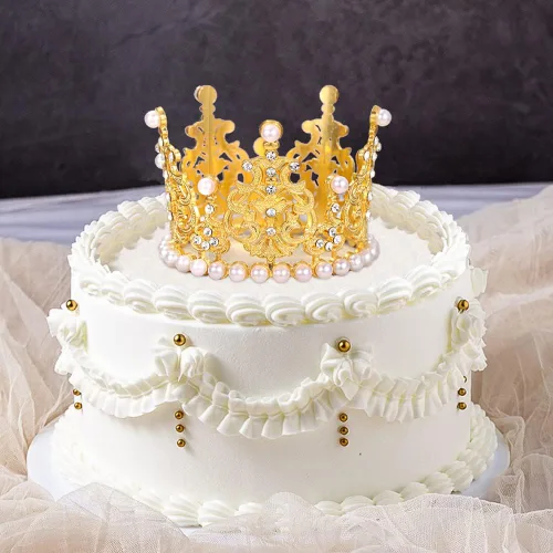 Miniatura 5 de SisBroo Decoración para pastel de corona dorada, 6 piezas para pastel de feliz cumpleaños, decoraciones de corona de princesa, mini coronas