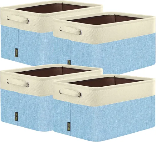 Miniatura 33 de BALEINE 1 paquete de contenedores de almacenamiento de tela para estantes, cestas de almacenamiento de lino para organizar, contenedores decorativos
