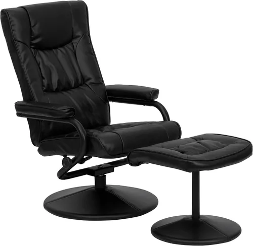 Flash Furniture Rachel - Silla reclinable de LeatherSoft contemporánea multiposición con otomana, silla reclinable giratoria de 360 grados y juego
