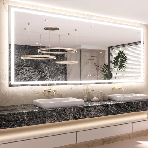 Miniatura 27 de Keonjinn - Espejo de baño LED de 24x32 pulgadas con luz, iluminación frontal y trasera, espejos iluminados para la pared del baño con luces