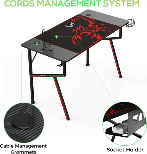 Miniatura 8 de EUREKA ERGONOMIC EE - Escritorio para juegos de oficina, escritorio para computadora, mesa para el hogar, escritorio de 47 pulgadas con alfombrilla