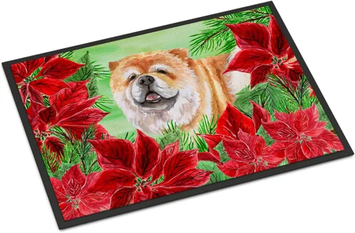 Miniatura 32 de Caroline's Treasures CK1311MAT Cavalier Spaniel Poinsettas - Felpudo de 18 x 27 pulgadas, tapete para puerta delantera, interior y exterior