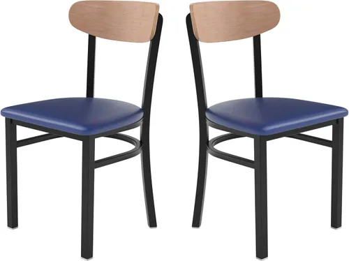 Miniatura 18 de Flash Furniture Wright - Silla de comedor comercial, respaldo de madera con acabado de abedul natural, asiento de vinilo negro, 500 libras
