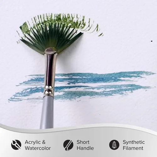 Miniatura 3 de Silver Brush Limited 1504S6 Silverwhite - Cepillo para abanico, acuarela, acrílicos, gouache o aceite, tamaño 6, mango corto
