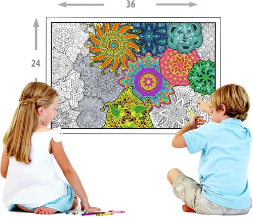 Miniatura 2 de Young N Refined Paquete de 2 pósteres gigantes para colorear de flores y collages de mandala, versión enrollada (18 x 33)