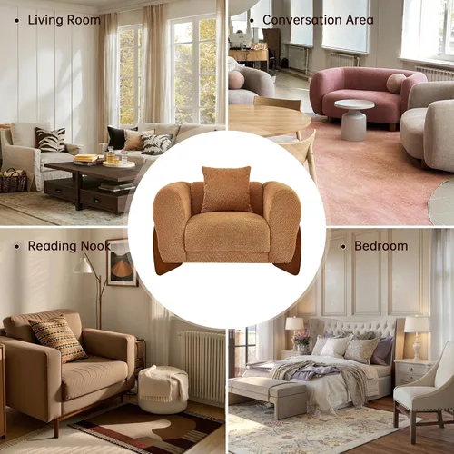 Miniatura 6 de Morden Fort - Juego de sofá de 3 piezas con tejido bouclé, sofás tapizados modernos y duraderos, cómodos y aptos para mascotas, 2 sillones y sofá