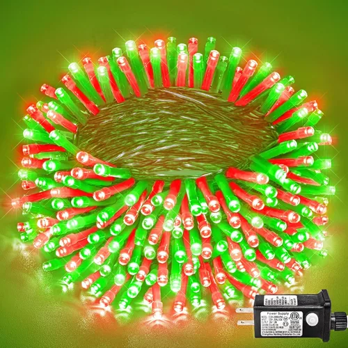 Miniatura 44 de Guirnalda de 120 luces LED rojas impermeables para exteriores, luces de Navidad rojas de 40 pies, 8 modos, cable transparente, guirnalda de luces