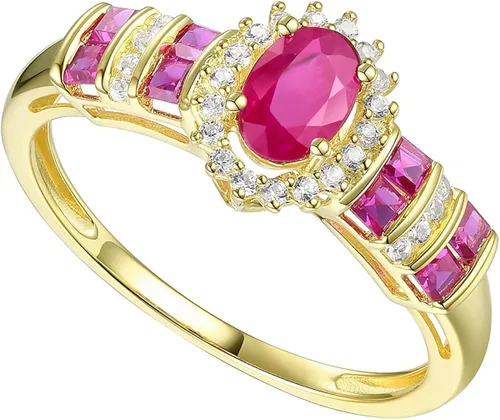 Tirafina Anillo de diamante de piedra preciosa auténtica diseño alternativo de gemas y diamantes auténticos piedra central rodeada de halo de