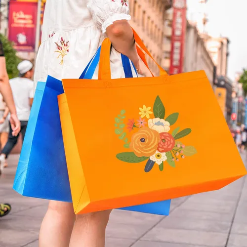 Miniatura 3 de SPERPAND 30 bolsas grandes de golosinas con pañuelos, bolsa de regalo reutilizable no tejida de 15.7 pulgadas con asas para cumpleaños de niños