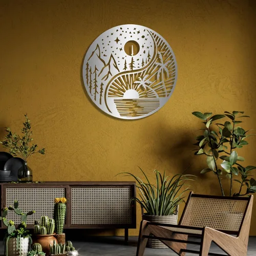 Miniatura 2 de Ying Yang Sun and Moon Metal, decoración de pared de metal Yin Yang, Sun Moon Metal, decoración de pared de metal, sol y luna, arte de pared