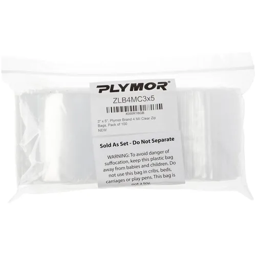 Miniatura 5 de Plymor 3 x 5 pulgadas (caja de 4,000), bolsas de plástico con cierre de cremallera resistente de 4 mil