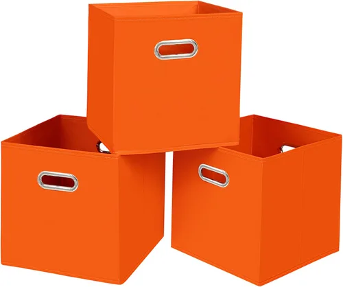 Miniatura 12 de Cubos de almacenamiento de tela – 13 x 13 x 13 pulgadas, cubos organizadores plegables con asas dobles – juego de 6, color azul