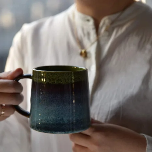 Miniatura 3 de Taza de café grande de cerámica, taza de té para oficina y hogar, tazas de café de cerámica hechas a mano, 16.5 onzas, aptas para lavavajillas