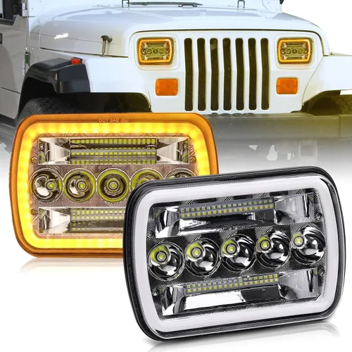 MAYELLO Faros delanteros LED de 5x7 y 7x6, aprobados por DOT, H6054, faros delanteros de haz sellado Hi/Low, compatibles con Jeep Cherokee XJ,