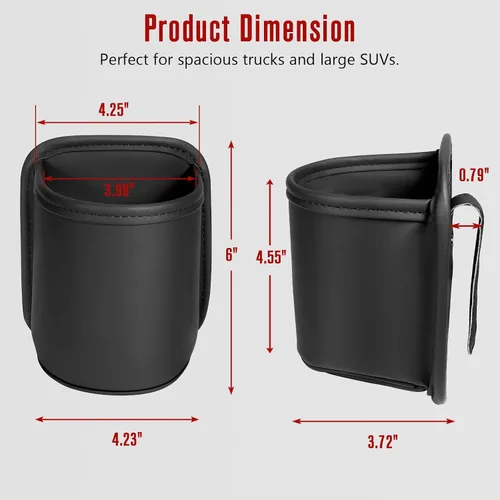Miniatura 8 de Organizador de cuero para tazas de automóvil (paquete de 2) Portavasos con clip antideslizante para asiento trasero, puerta lateral del automóvil