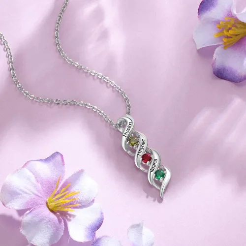 Miniatura 9 de Gemszoo Personalized Twisted Name Necklace with Simulated Birthstones Mother Daughter Pendant Gifts for Women Mom Grandma