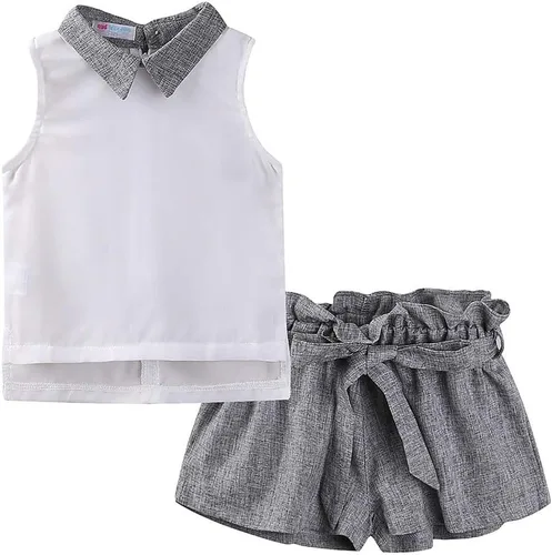 Miniatura 108 de LittleSpring Conjunto de verano para niñas con camiseta sin mangas y pantalones cortos florales