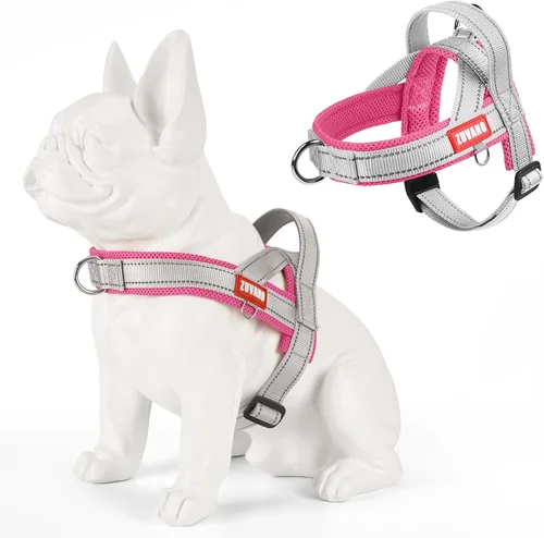 Miniatura 11 de Arnés ligero para perros pequeños, arnés reflectante de malla suave sin estrangulamiento con mango acolchado, pecho ajustable, arnés de hebilla