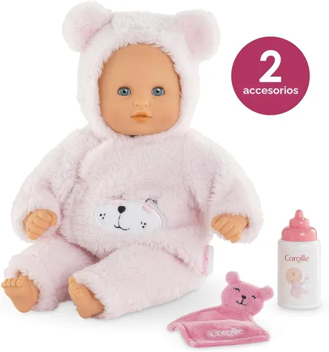 Miniatura 5 de Corolle My First Baby Doll Oso de Peluche Abrazable - Muñeca bebé niño suave de 12" con aroma a vainilla, atuendo de oso rosado y ojos para dormir