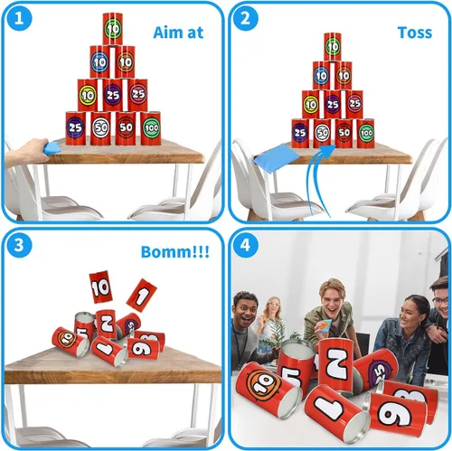 Miniatura 3 de JOYIN Juego de 13 piezas de puf para fiesta de carnaval, lata resistente de derribo, fiesta de Pascua de cumpleaños, familia, los mejores juegos al