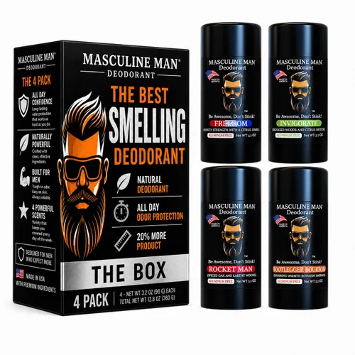 Miniatura 12 de Desodorante para hombres – Desodorante para hombre sin aluminio – Desodorantes naturales de tamaño de viaje – Protección contra el sudor