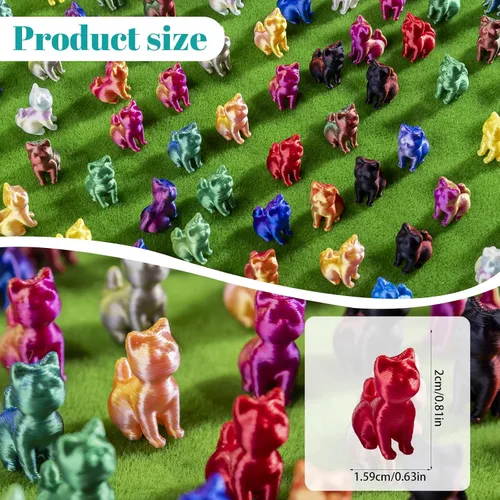 Miniatura 8 de 100 piezas de mini animales impresos en 3D figuras de plástico de animales pequeños en miniatura, figuras de gato pequeño a granel para micro hadas