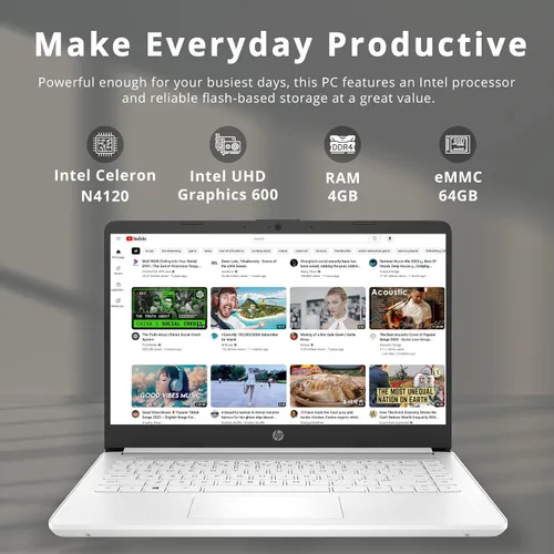 Miniatura 2 de HP Stream Laptop HD de 14 pulgadas, procesador Intel Celeron N4120, 4 GB de RAM, 64 GB eMMC, gráficos Intel UHD, cámara web de 720p, WiFi, HDMI