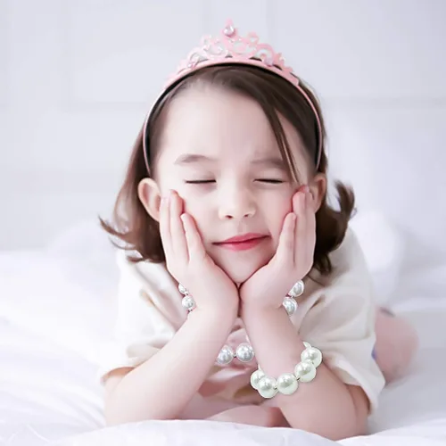 Miniatura 4 de Lujuny Juego de collar y pulsera de burbujas gruesas para niños y niñas, Acrílico Perla