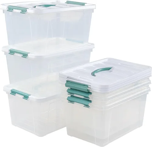 Miniatura 2 de Caja de plástico de 14 cuartos de galón con asas, contenedores de almacenamiento transparentes, juego de 6