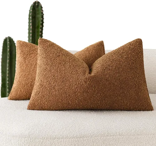 Miniatura 64 de Foindtower - Juego de 2 fundas decorativas de textura de bucle, fundas de almohada acentuadas, fundas de cojín sólidas, neutrales, para sofá, silla