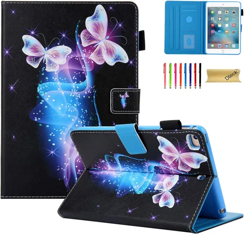 Miniatura 9 de Dteck Funda para iPad mini 5/4/3/2/1 - [Diseño de flores en relieve] Funda tipo folio clásica