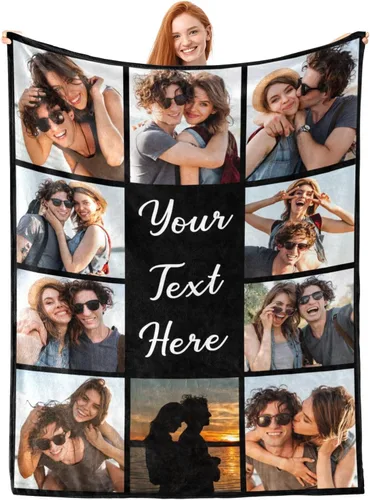 Miniatura 10 de D-Story Manta personalizada con fotos, texto, Manta personalizada con imagen, texto o fotos para mejores amigas, hermanas, regalos para cumpleaños
