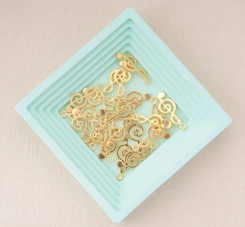 Miniatura 5 de 50 piezas de dijes de notas musicales de metal, símbolo de música vintage, elegante, elegante, instrumento, cuentas colgantes para manualidades, Oro