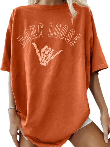 Fenxxxl camiseta holgada vintage con gráfico para mujer, camiseta holgada de manga corta de verano informal para chicas adolescentes, tops
