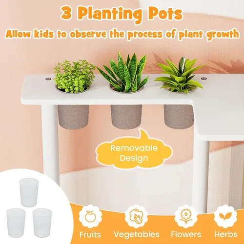 Miniatura 8 de Costzon Juego de cocina para niños, juego modular de madera de 2 piezas con agua corriente, sonido y luz, nevera, lavavajillas, microondas, horno